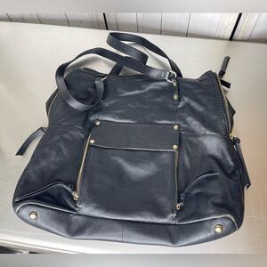 Kooba Black Leather Handbag Tote Shoulder Bag Gold Tone Hardware